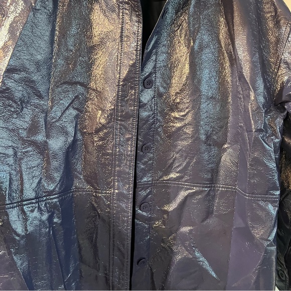 BABATON Shiny Purple Faux Leather Jacket - Size M NWT - Picture 5 of 6